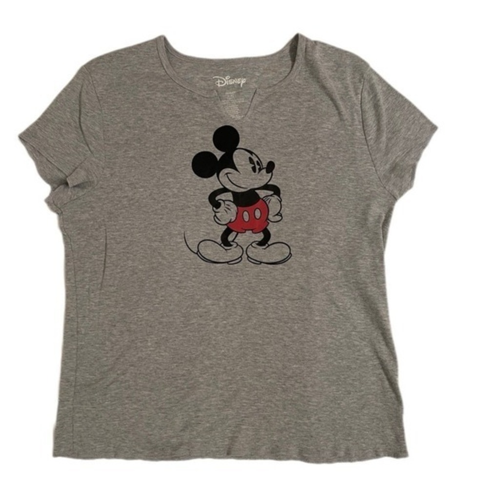 Disney Mickey Mouse Gray Graphic Tee – Women's Casual T-Shirt Size 15/17